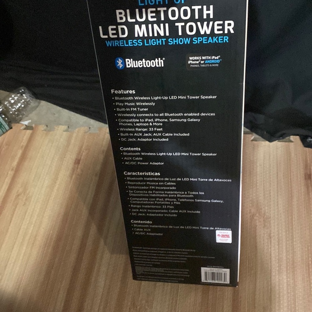 Black light up Bluetooth led mini tower wireless light show speaker